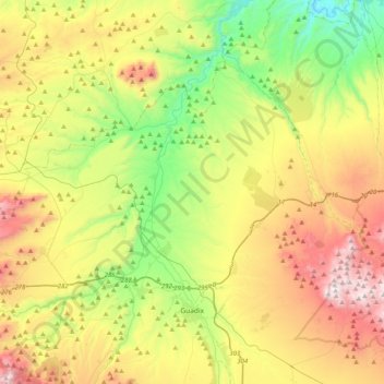 Mapa topográfico Guadix, altitud, relieve
