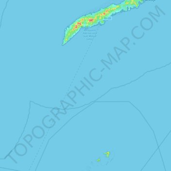 Mapa topográfico Roatán, altitud, relieve