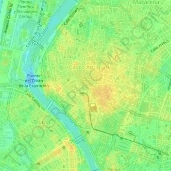 Mapa topográfico Casco Antiguo, altitud, relieve