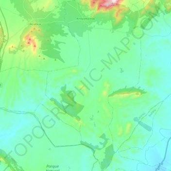 Mapa topográfico Arroyomolinos, altitud, relieve