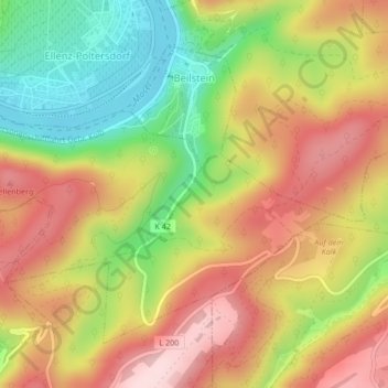 Mapa topográfico Beilstein, altitud, relieve