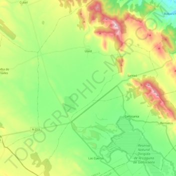 Mapa topográfico Used, altitud, relieve