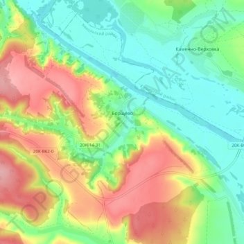 Mapa topográfico Борщёво, altitud, relieve