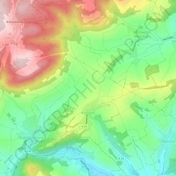 Mapa topográfico Körborn, altitud, relieve