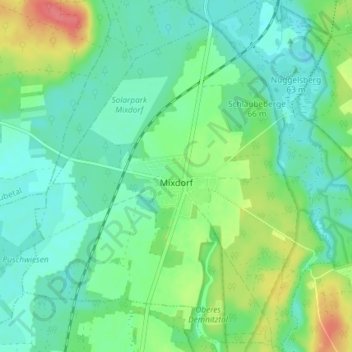 Mapa topográfico Mixdorf, altitud, relieve