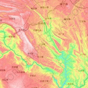Mapa topográfico 关岭布依族苗族自治县, altitud, relieve