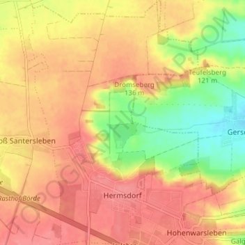Mapa topográfico Hermsdorf, altitud, relieve