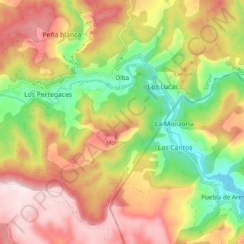 Mapa topográfico Olba, altitud, relieve