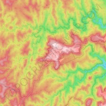 Mapa topográfico Mount Wilson, altitud, relieve