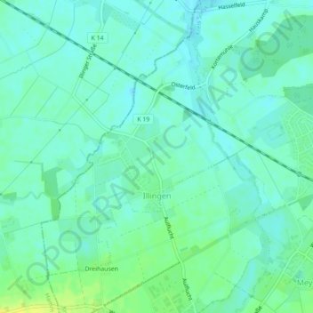 Mapa topográfico Illingen, altitud, relieve