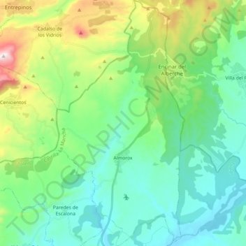 Mapa topográfico Almorox, altitud, relieve