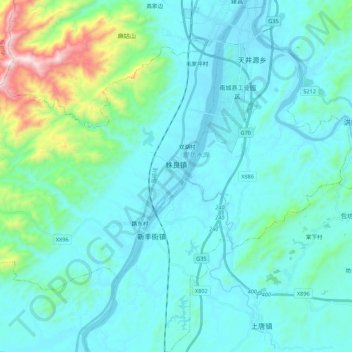 Mapa topográfico 株良镇, altitud, relieve