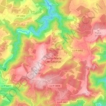 Mapa topográfico Cabanas, altitud, relieve