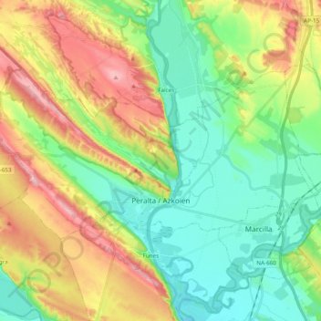 Mapa topográfico Peralta, altitud, relieve