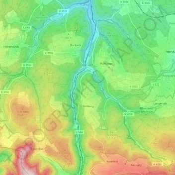 Mapa topográfico Marxzell, altitud, relieve