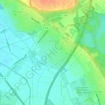 Mapa topográfico Kierdorf, altitud, relieve