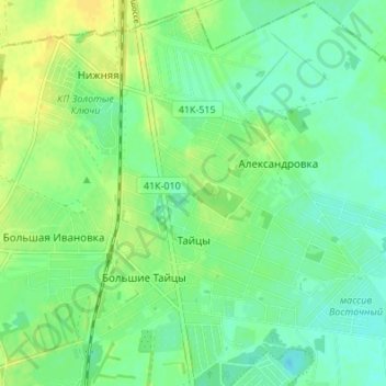 Mapa topográfico Тайцы, altitud, relieve