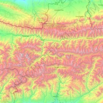 Mapa topográfico Ayni District, altitud, relieve