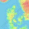 Mapa topográfico Dinamarca, altitud, relieve