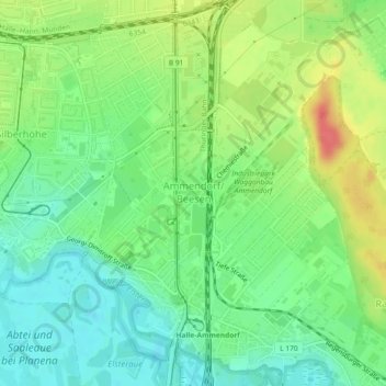 Mapa topográfico Ammendorf/Beesen, altitud, relieve