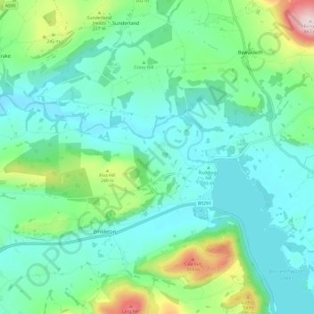 Mapa topográfico Setmurthy, altitud, relieve