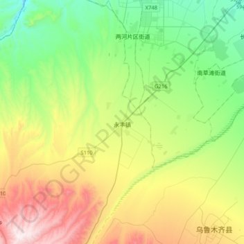 Mapa topográfico 永丰镇, altitud, relieve