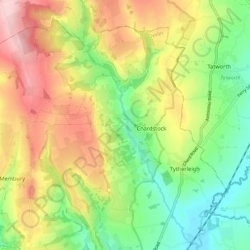 Mapa topográfico Chardstock, altitud, relieve