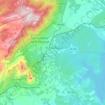 Mapa topográfico El Escorial, altitud, relieve
