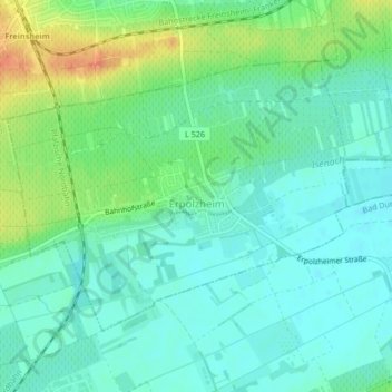Mapa topográfico Erpolzheim, altitud, relieve