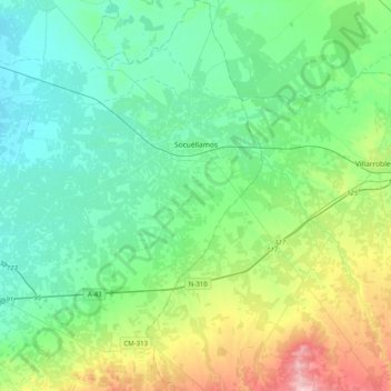 Mapa topográfico Socuéllamos, altitud, relieve