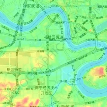Mapa topográfico 福建园街道, altitud, relieve