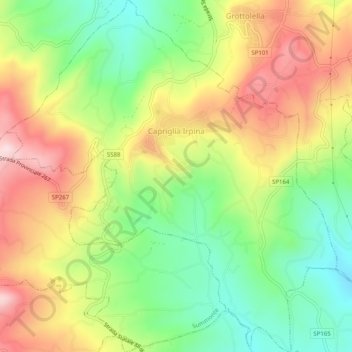 Mapa topográfico Capriglia Irpina, altitud, relieve