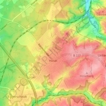 Mapa topográfico Hösel, altitud, relieve
