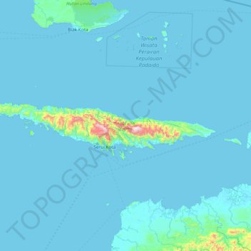 Mapa topográfico Pulau Sorenarwa, altitud, relieve