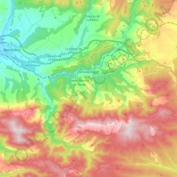 Mapa topográfico Torre del Bierzo, altitud, relieve