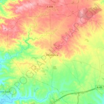 Mapa topográfico Villablanca, altitud, relieve