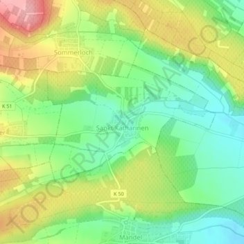 Mapa topográfico Sankt Katharinen, altitud, relieve