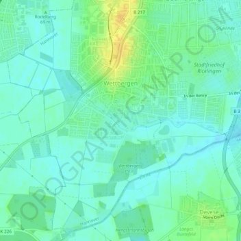 Mapa topográfico Wettbergen, altitud, relieve