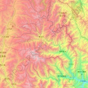 Mapa topográfico 黄龙风景名胜区, altitud, relieve