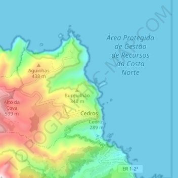 Mapa topográfico Cedros, altitud, relieve