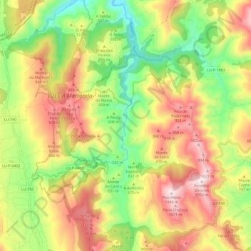 Mapa topográfico Cubilledo, altitud, relieve