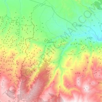 Mapa topográfico Alcóntar, altitud, relieve