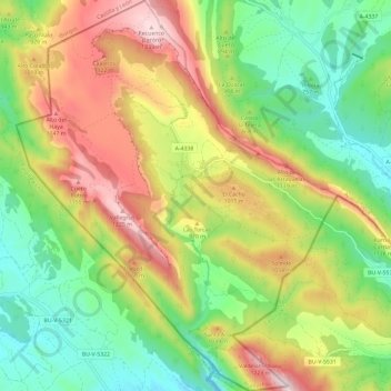 Mapa topográfico Valderejo, altitud, relieve