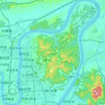 Mapa topográfico 城中区, altitud, relieve