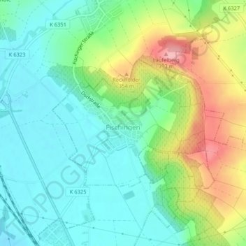 Mapa topográfico Fischingen, altitud, relieve