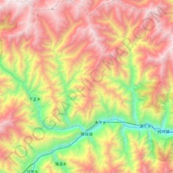 Mapa topográfico 薛城镇, altitud, relieve