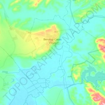 Mapa topográfico Benalup-Casas Viejas, altitud, relieve