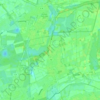 Mapa topográfico Lipperode, altitud, relieve