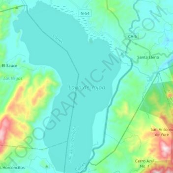 Mapa topográfico Lago de Yojoa, altitud, relieve