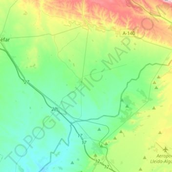 Mapa topográfico Tamarite de Litera, altitud, relieve